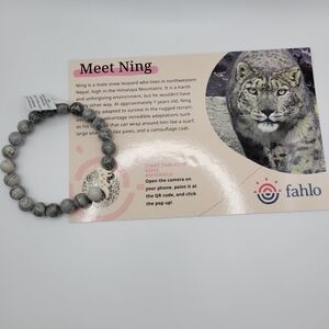 Fahlo Snow Leopard Tracking Bracelet Black Gray Beaded One Size Fits Most